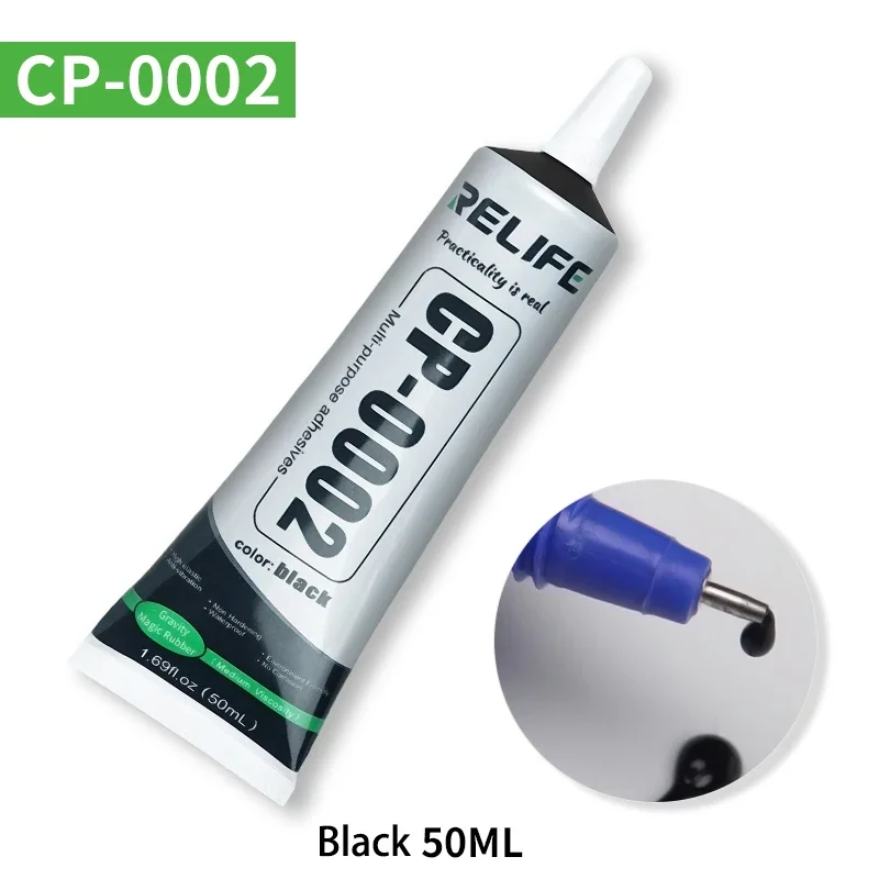50ML CP-0001 Transparen CP-0002 Black High Elasticity Adhesive Liquid Glue for Phone Frame LCD Screen Back Cover Repair syringe glue tool