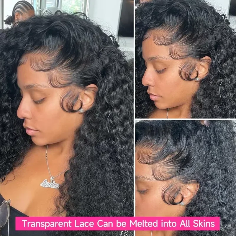 250% Density 13x4 HD Transparent Burmese Curly Human Hair Wigs 12A Human Hair Wigs With Spiral End Texture For Black Women