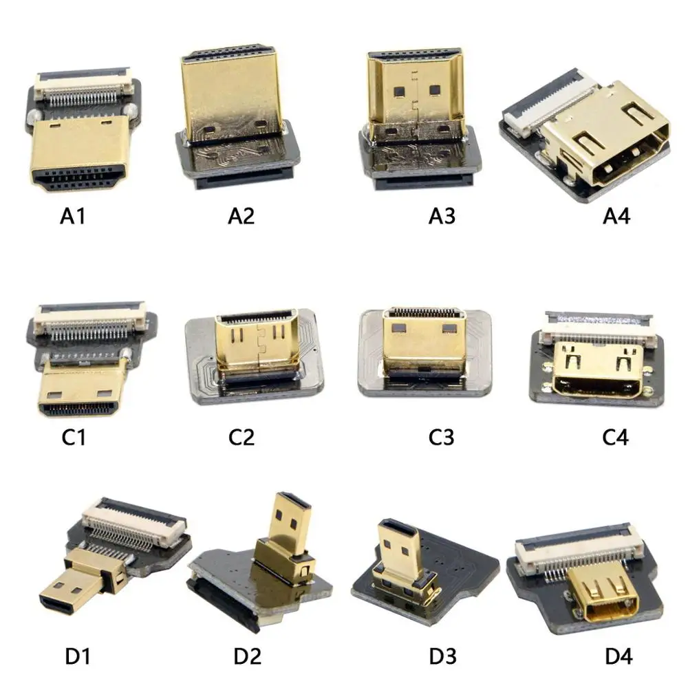 Ribbon FPV HDMI-Compatible Connector Flexible Flat Cable Raspberry Pi 4 Micro HDMI To HDMI/Mini HDMI Female 90 Degree FFC 20pin images - 6