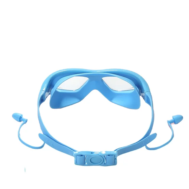 Kids Swim Goggles with Silicone Earplugs Anti-Fog Waterproof Large Frame Swimming Pool Eyewear Water Sports Glasses for Children 2