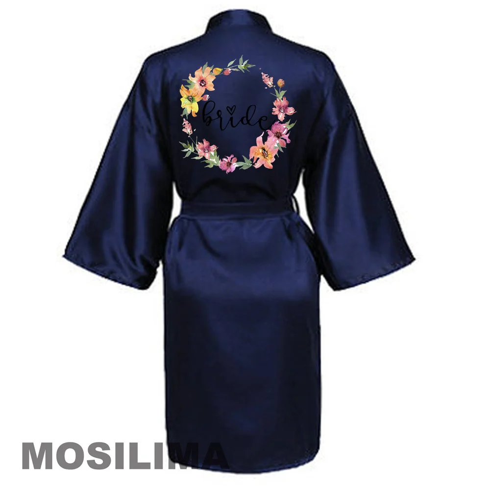 Wedding Party Team Bride Robe Kimono Satin Pajamas Bridesmaid Bathrobe SP073 women sleepwear bride robes silk robe sleepwear pajamas
