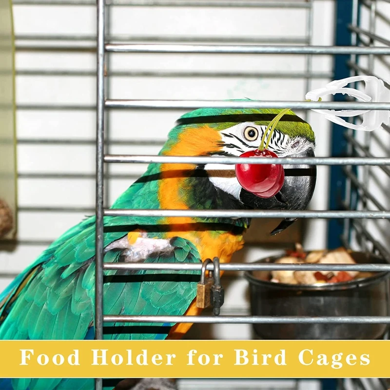 Bird Feeder Parrot Feeder 3 Packs Bird Fruit Holder Vegetable Treat Feeder Plastic Clips Cage Accessories Parakeets Hamsters