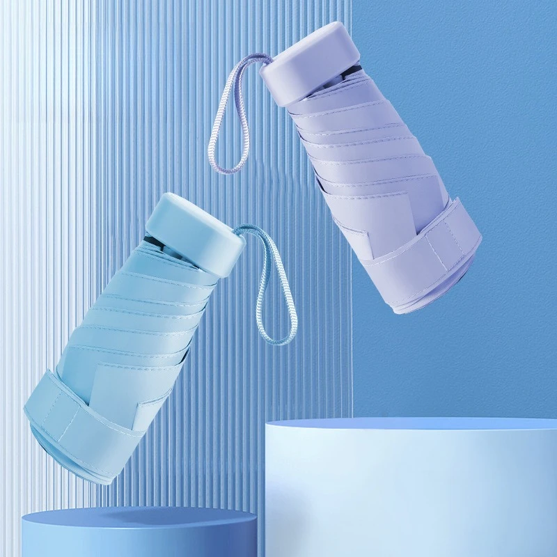 Ultra-Compact 6-Fold UPF50+ Black Coated Sun & Rain Umbrella for Women 4cm Thick Fits in Any Bag 6K Windproof Travel Umbrella