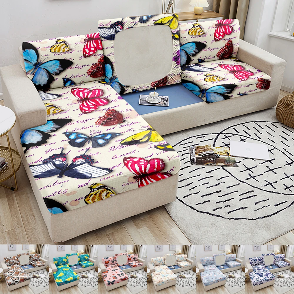 

Чехлы на подушки для дивана с бабочками, Нескользящие эластичные чехлы на угловые сиденья для гостиной, защита дивана