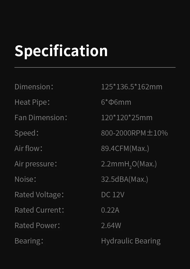 Walrus Glacier 120 Digital display 6 Copper Heat Pipes Dual Tower Dual Fan Tower