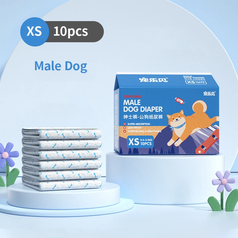 10-Pack Disposable Dog Diaper Pants - Adjustable, Leakproof, Breathable, and Safe
