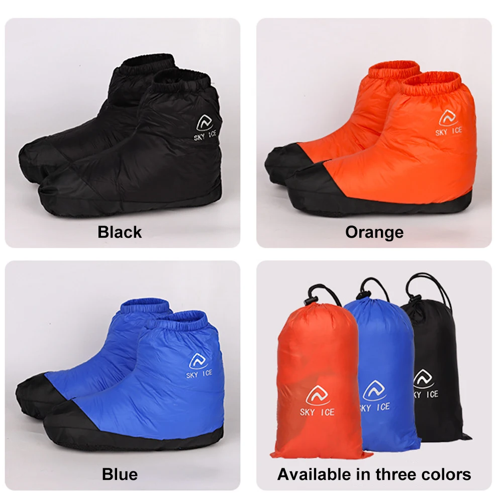 Warm Tent Footwear Ultralight Down Slippers Socks Windproof Waterproof for Winter Outdoor Camping Hiking