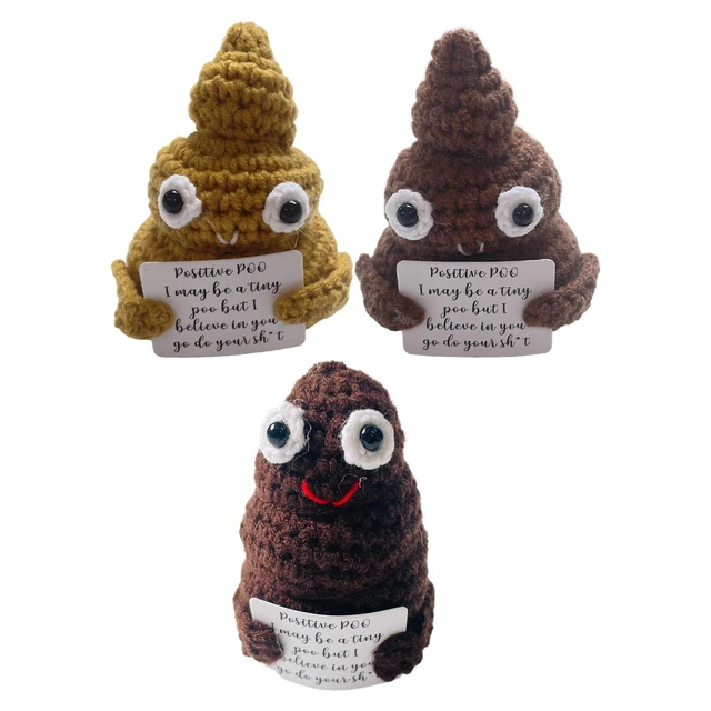 Inspired Toy Gifts with Positivity Affirmation Card Cute Positive Poo  Knitted Doll for Office Xmas Holiday