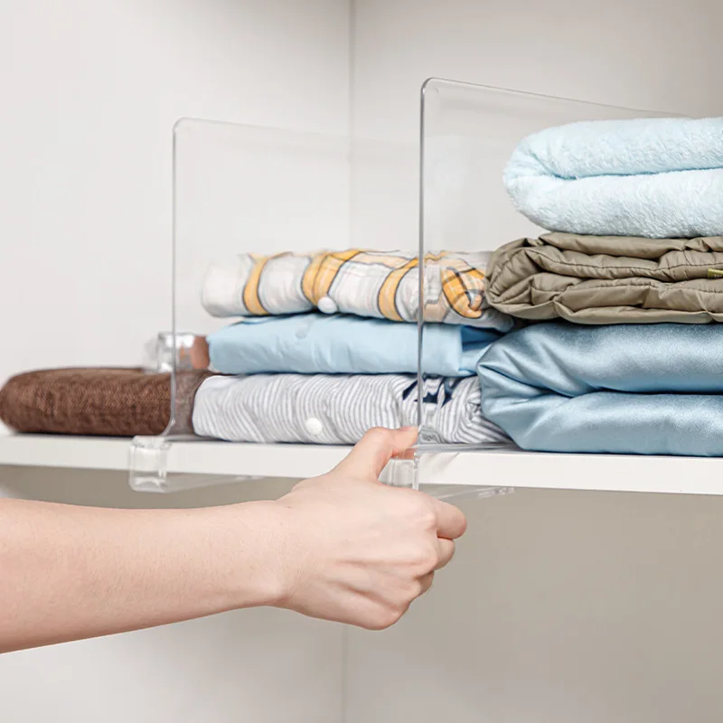 2PCS Acrylic Shelves Shelf Divider Transparent Closet Separators Closet