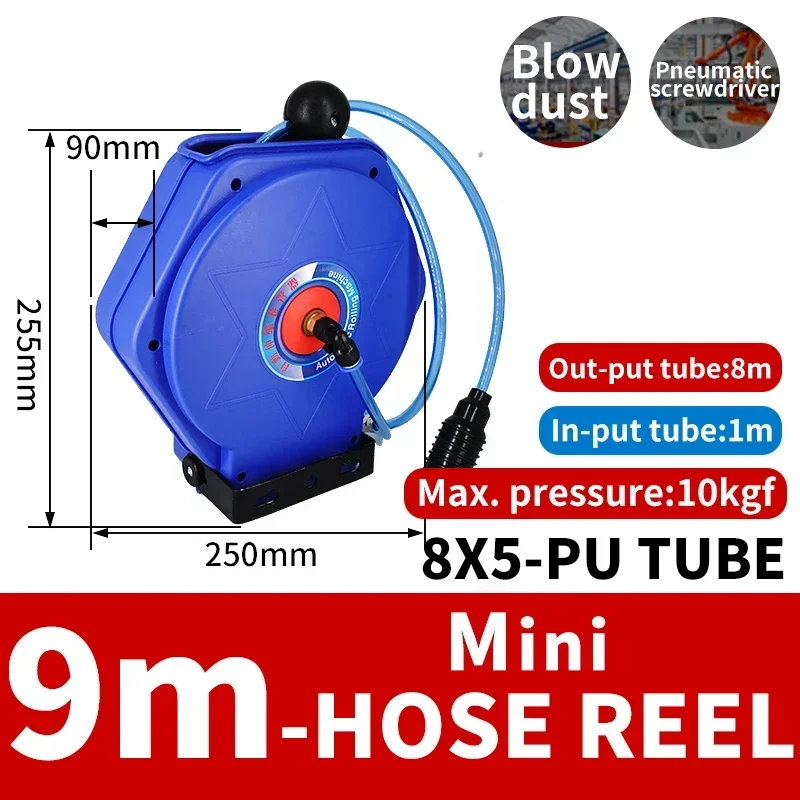 Duvara Monte Pnömatik Kompresör Otomatik Basınçlı Hava Hortumu Makarası Geri Çekilebilir Teleskopik PU 8*5 10 12 10M 15M 20M 25M