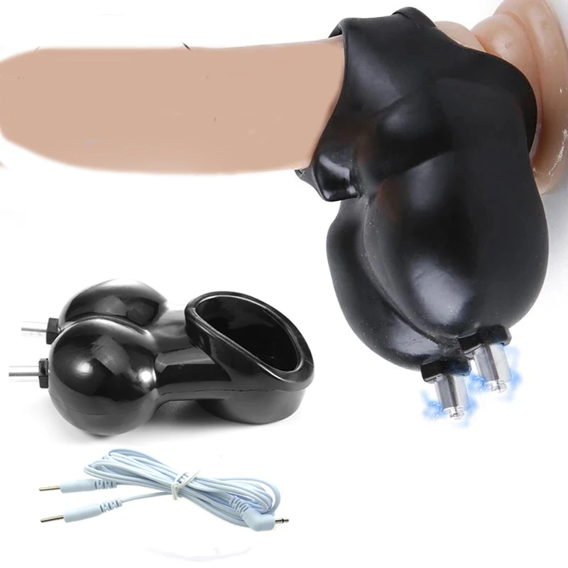 Electro Sex for Men E stim Chastity Cage Electric Shock BDSM Penis Cock Ring E-stim Cockring Electrosex Electrostimulation