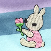 Robe d'été pour filles, jolie robe de princesse à manches courtes, lapin de dessin animé brodé, bande arc-en-ciel 6