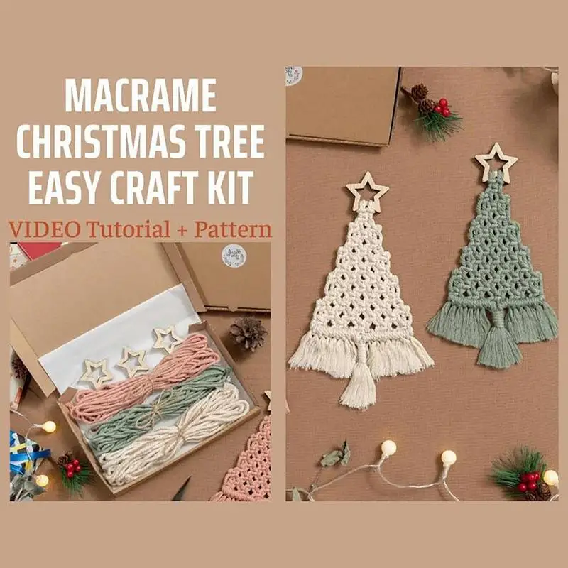 Kit per albero di Natale, macramè, albero di Natale, macramè, albero di Natale, kit fai da te, in macramè, decorazione da parete, per albero di Natale, macramè, bohémien, Hangings Decor HCb110