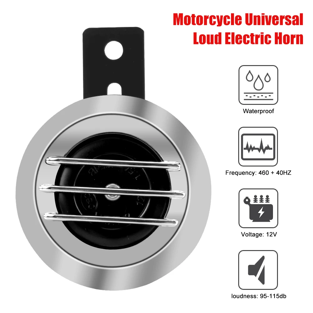 Motorcycle electric horn scooter horn waterproof round loud for scooter moped dirt bike ATV 12V 1.5A 105db