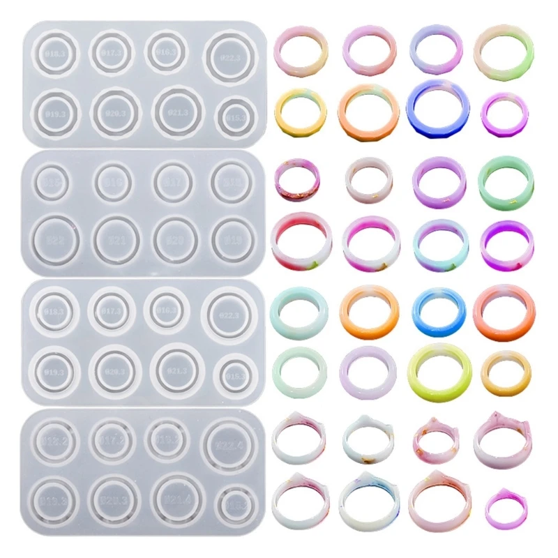 8 Cavities Resin Ring Silicone Mold for Liquid Clay Crafting,Jewelry Making DropShip