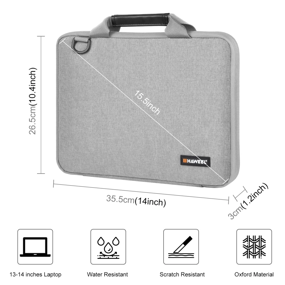 Haweel-impermeável Crossbody Laptop Bolsa Pasta Notebook Case Manga para Macbooklenovo Asushp Bolsa de Computador 1316 - Imagem 2