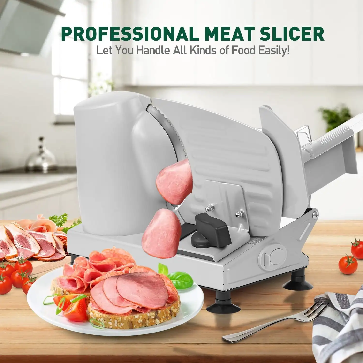 Electric Food Slicer with Removable Stainless Steel Blades