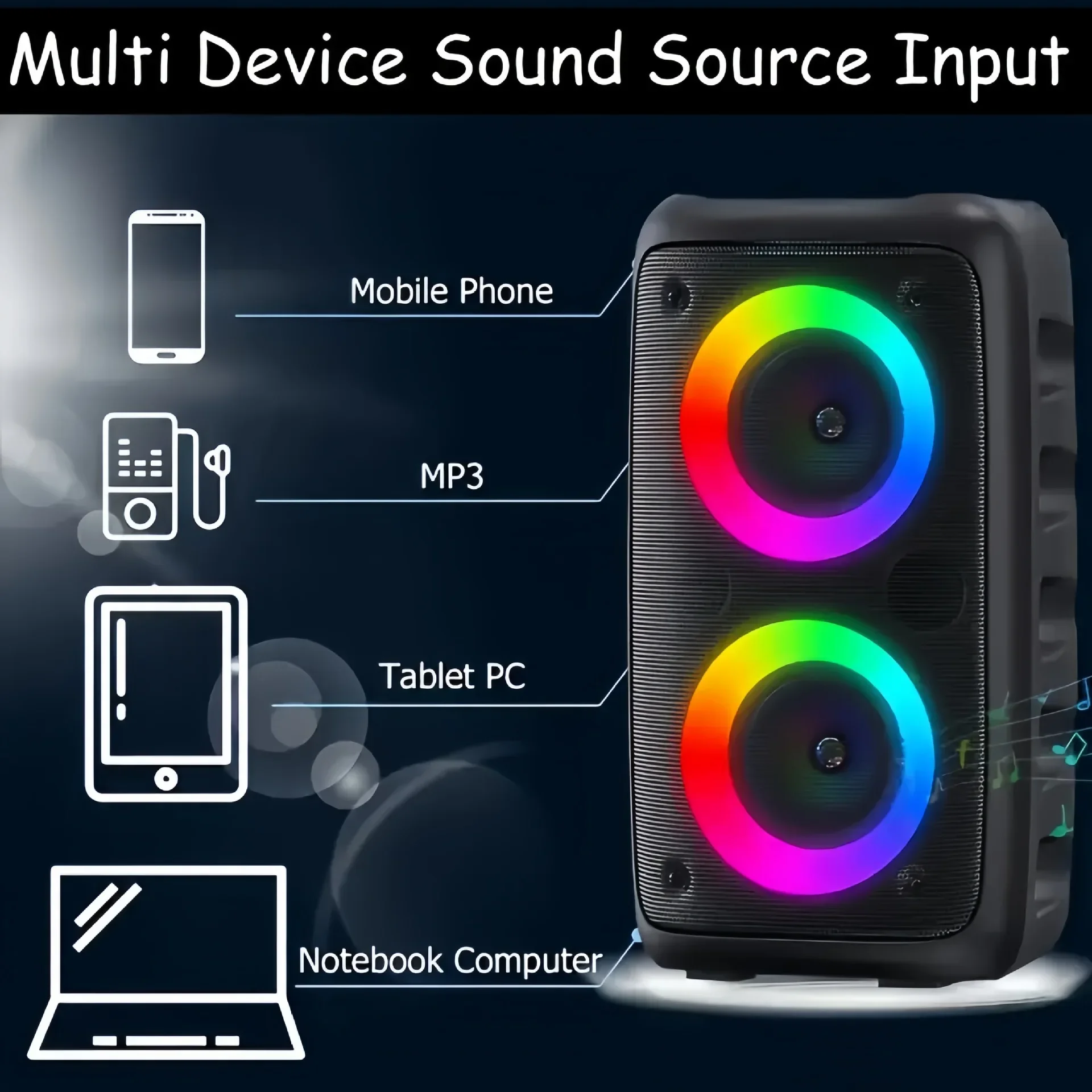 Portable Wireless Bluetooth Karaoke Speaker With Microphone And Led_voghion.com