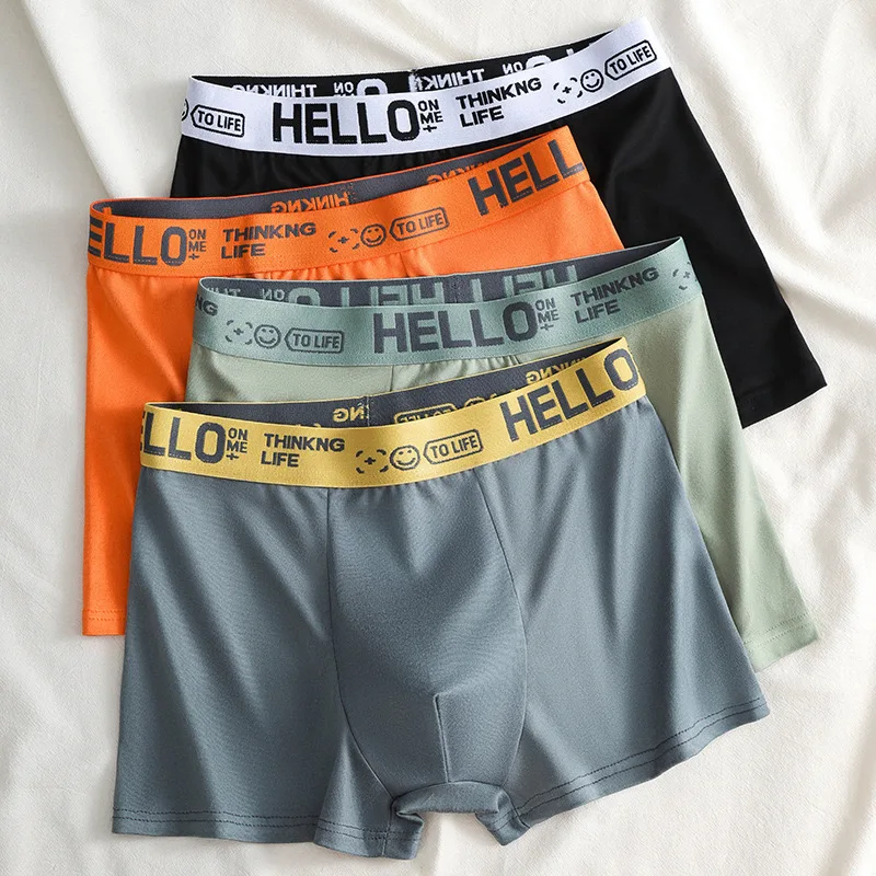 Men's Mid-Waist Thin Briefs Breathable Comfortable Large Size Sports Boxer Shorts Youth Flat Briefs Underwear Polyester Fiber 3