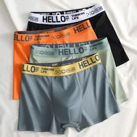 Men's Mid-Waist Thin Briefs Breathable Comfortable Large Size Sports Boxer Shorts Youth Flat Briefs Underwear Polyester Fiber 3