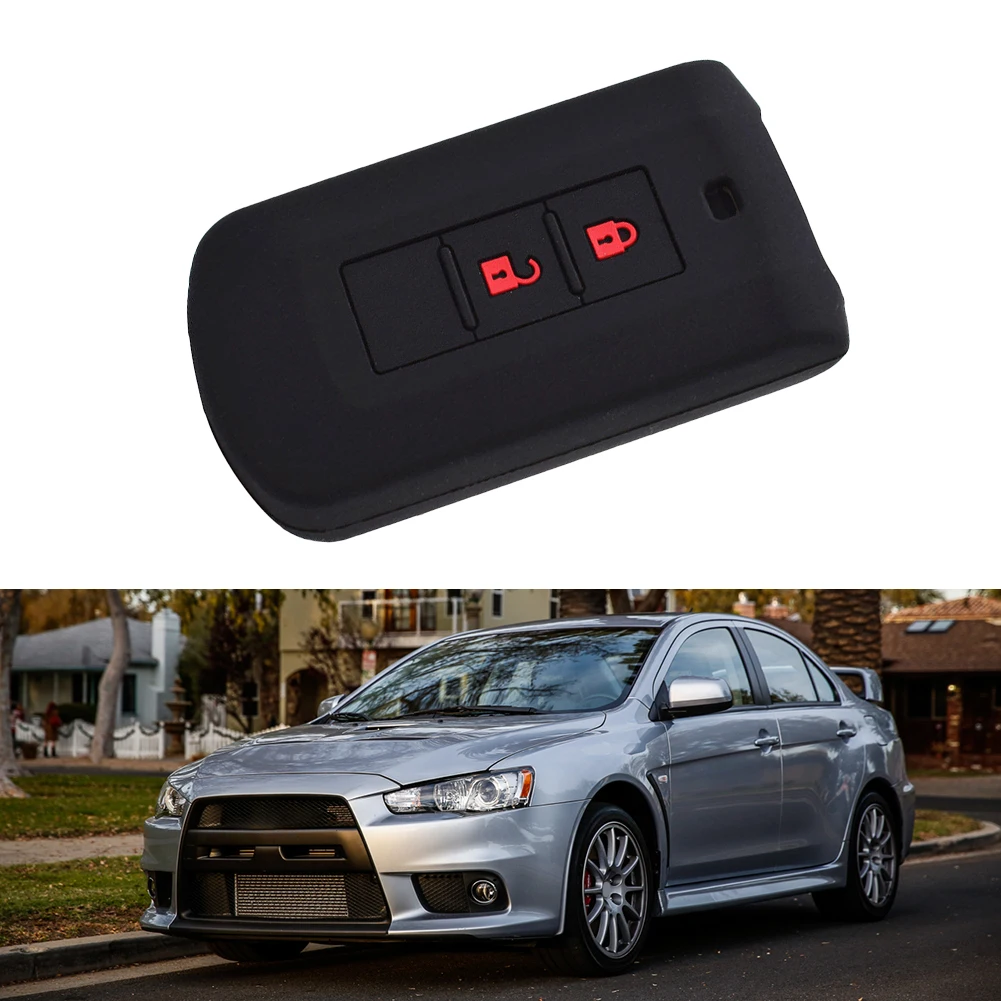 Custodia Per Chiave In Silicone Nero Per Auto Per Mitsubishi Asx Outlander Eclipse Remote Fob Smart 2-Key Key Case Accessori Auto
