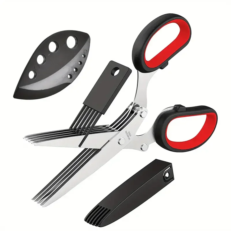 5-Layer Stainless Steel Onion Scissors Multi-functional Multilayer Kitchen Scissors Seaweed Vegetables Baby Food Handy Kitchen T