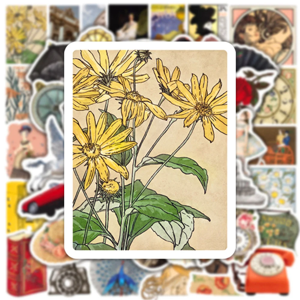 10/30/50pcs Vintage Stickers Retro Cartoon Decoration Decal Scrapbook