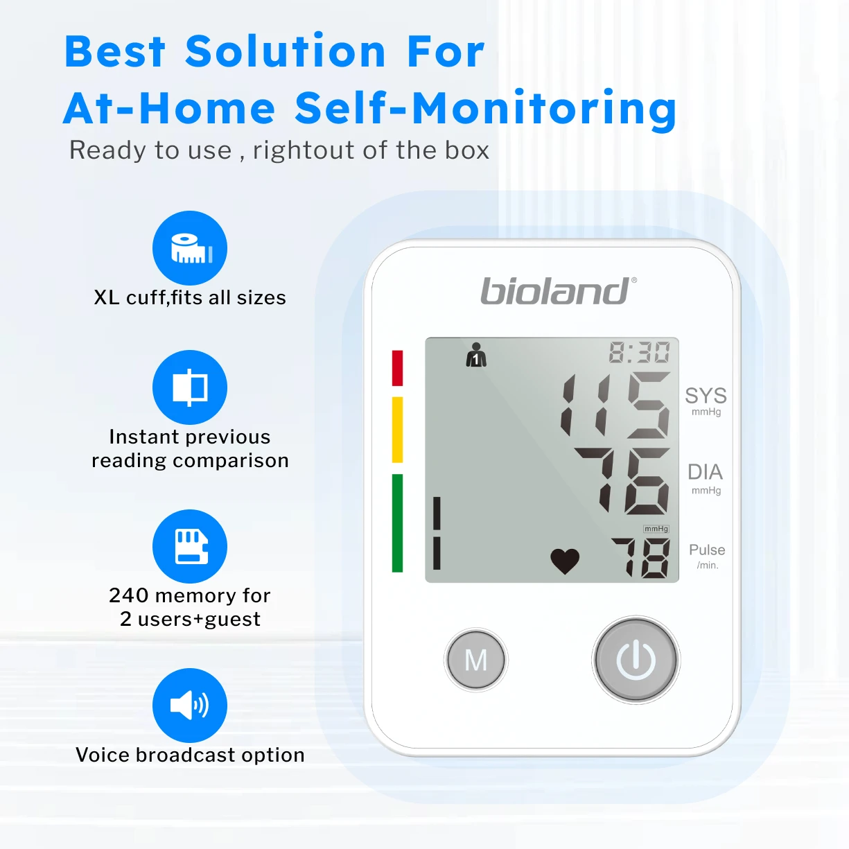 Bioland Blood Pressure Monitor 2005 Tensiometer Upper Arm Automatic Digital BP Measuring Device Blood Pressure guage kit 2005-1 4