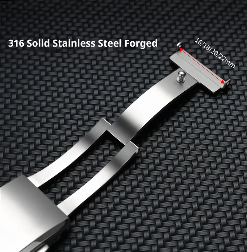 Premium Brushed Metal Watch Band Clasp - 316L Stainless Steel Extension Buckle