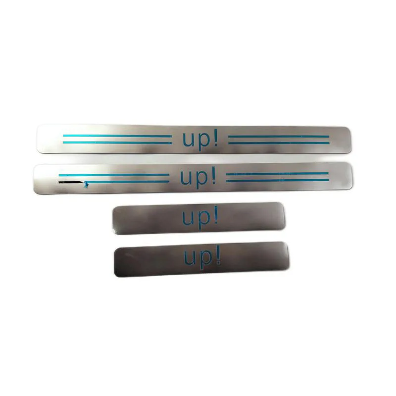 2016-2022 폭스바겐 UP용 초박형 스테인리스 스틸, 자동차 문짝 씰 스커프 플레이트 페달 커버, 4PCs/로트