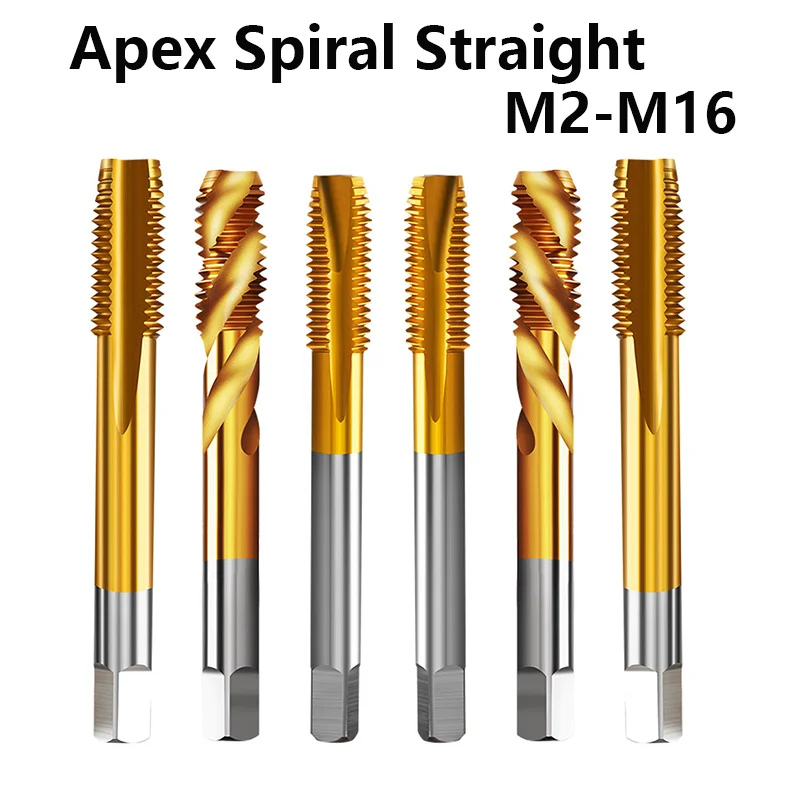 

Metric M35 HSS Cobalt Tap Titanium Plated Straight Spiral Apex Flute Machine Thread For Metal M2 M3 M4 M5 M6 M8 M10 M12 M14 M16