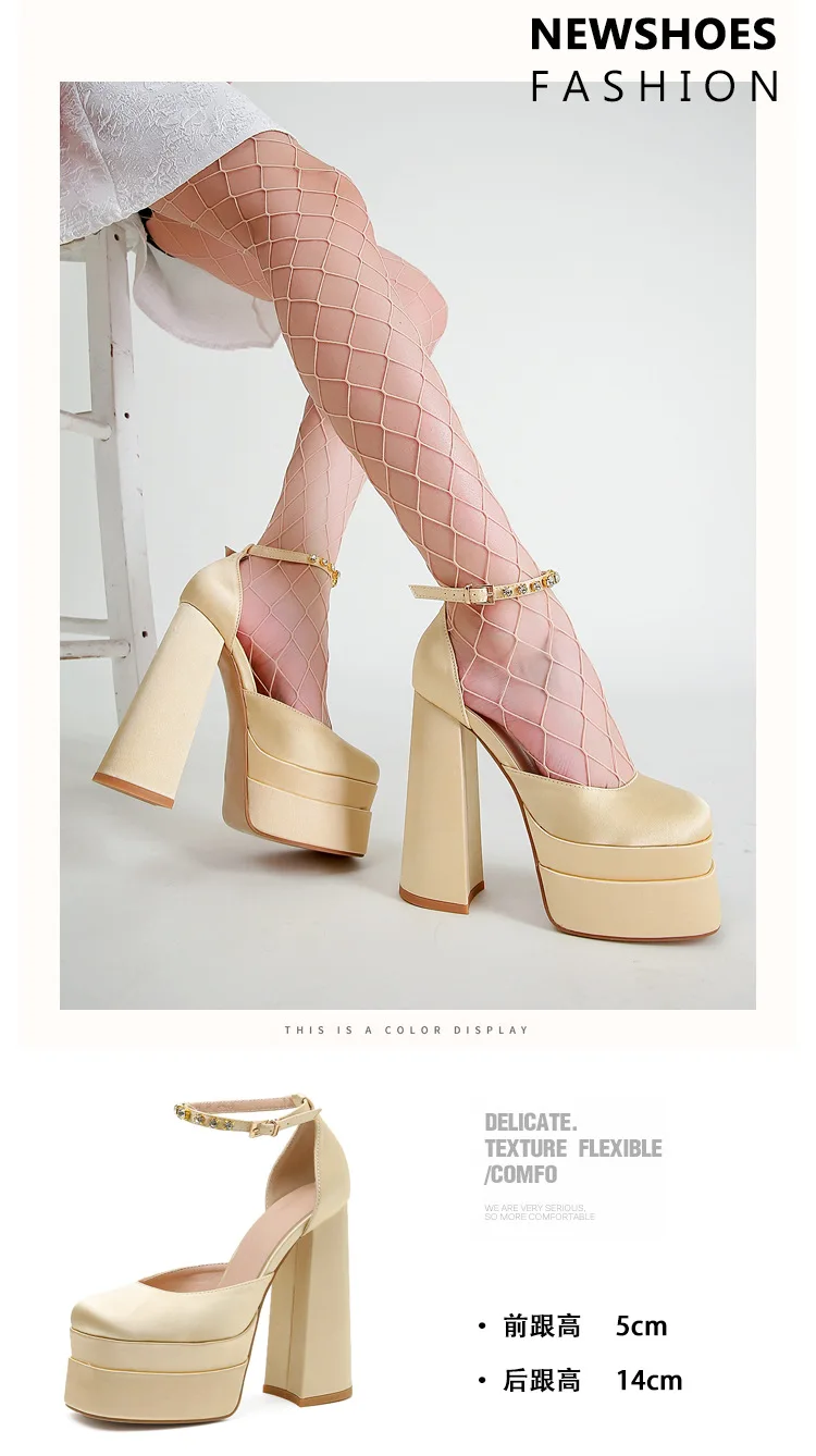Zapatos de tacón alto y grueso con plataforma para mujer, sandalias de Stripper para fiesta, calzado Sexy para Club nocturno, 2024