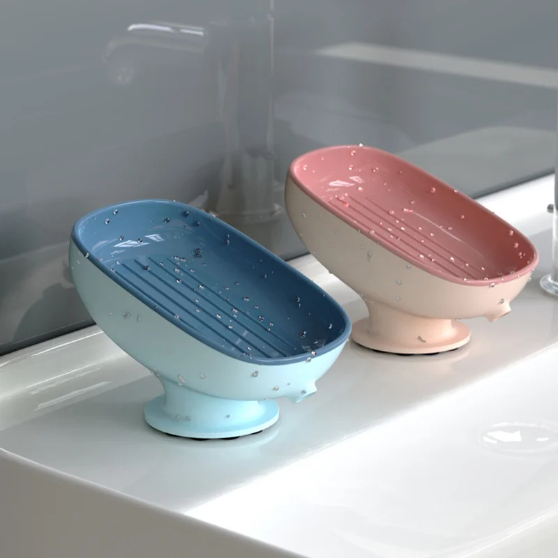 Sponge Container Super Suction Cup Dish Self Draining Kithcen Bathroom Holder Soap Box Drain