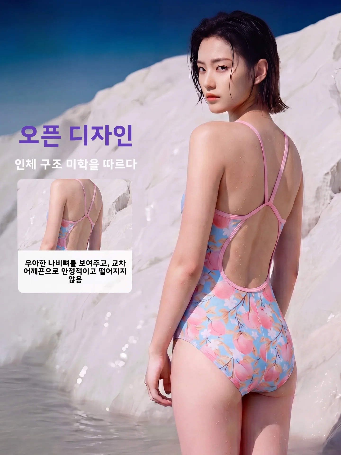 호사 여성 원피스 수영복 2026 신상 삼각형 스피드 수트 섹시 골드 포일 프린트 경기용 수영복