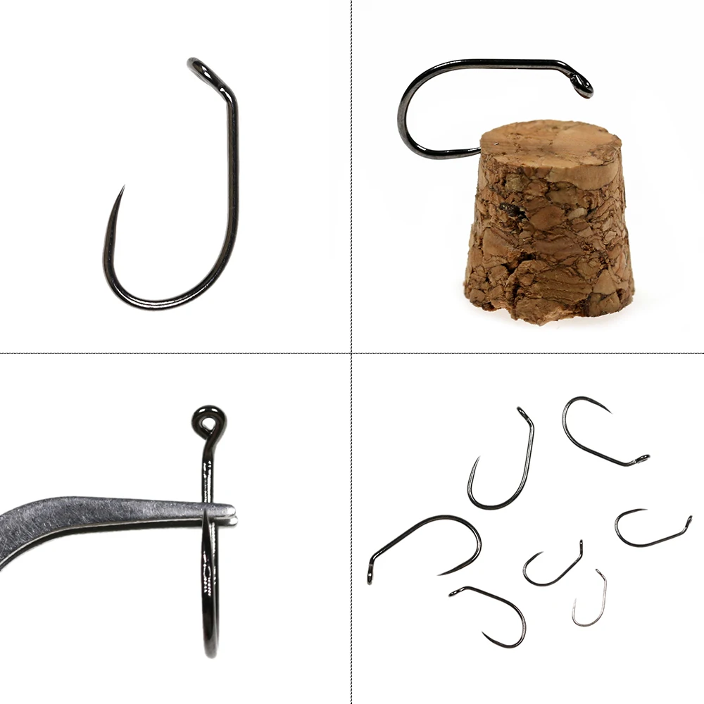 ICERIO 30PCS Competition Barbless Fly Fishing Hook Nymph Dry Wet Flies Jig Fishhook Salmon Trout Fly Tying Hook Non-barbed