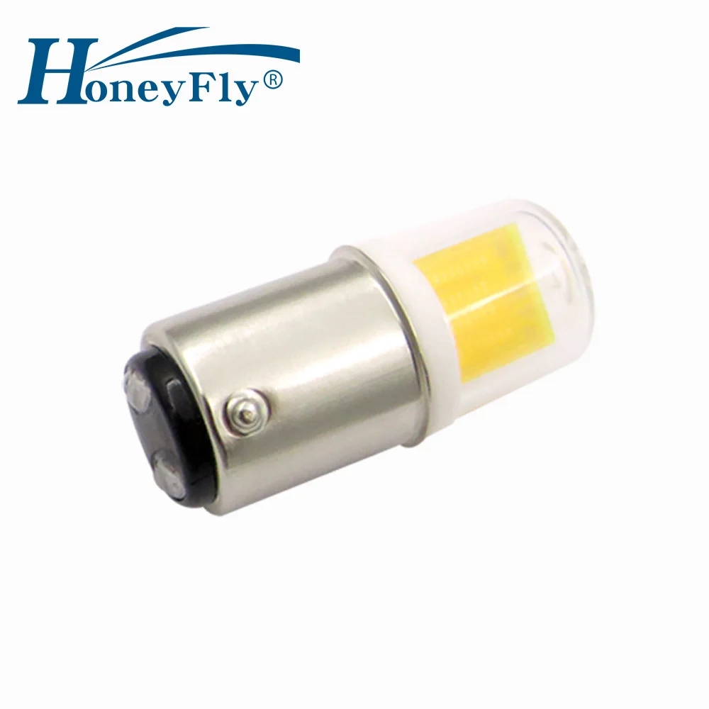 HoneyFly 2pcs BA15D LED Lamp COB 5W 110V/220V Dimmable Super Bright High Quality for Refrigerator Range Hood Sewing Machine honeyfly 2pcs oven toaster steam bulb jd e14 220 240 25w 40w high temperature lamp cooker hood lamp microwave oven dryer