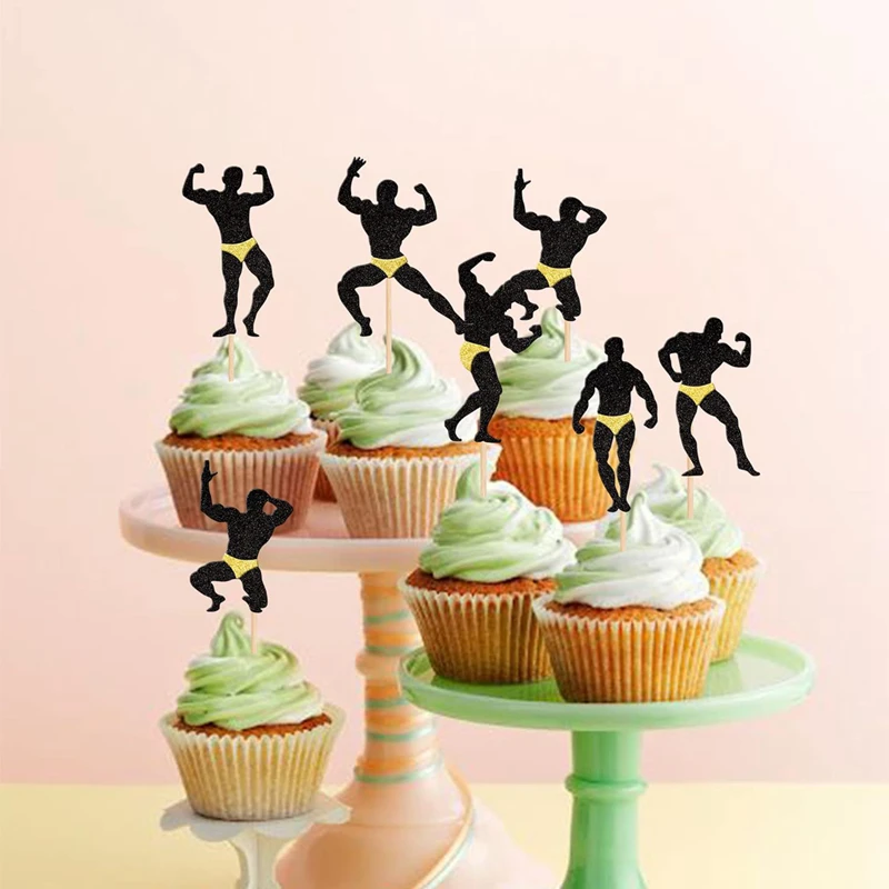 12pcs Bachelorette Party Cupcake Toppers Male Dancers Strippers Dessert Cupcake Picks Hen Night Party Cake Decoration Supplies