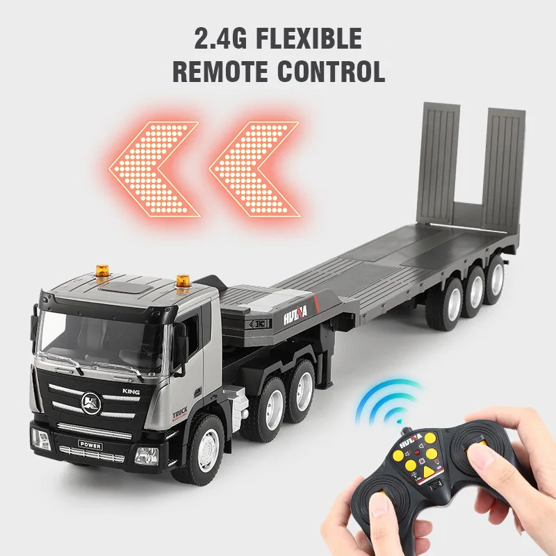 Huina 1318 Rc Truck Alloy 9Ch 1/24 83Cm Large Flatbed Trailer Remote Control Transport Truck Model Electric Toys for Boy Gift