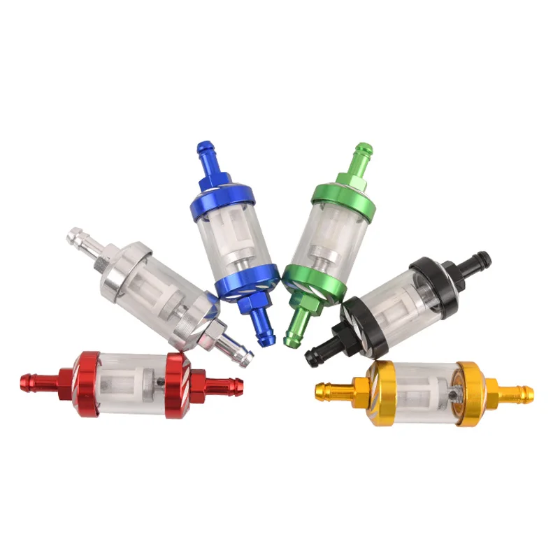Motorcycle fuel filter 8mm CNC Aluminum Alloy Glass Gas Fuel Gasoline Oil Filter Moto Accessories ATV motorcycles Dirt/Pit bicycles