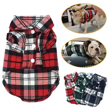 Dog Shirts British Style Plaid Pet Dog Clothes for Small Dogs Cotton Puppy Cat Clothing French Bulldog Vest Chihuahua Summer 1