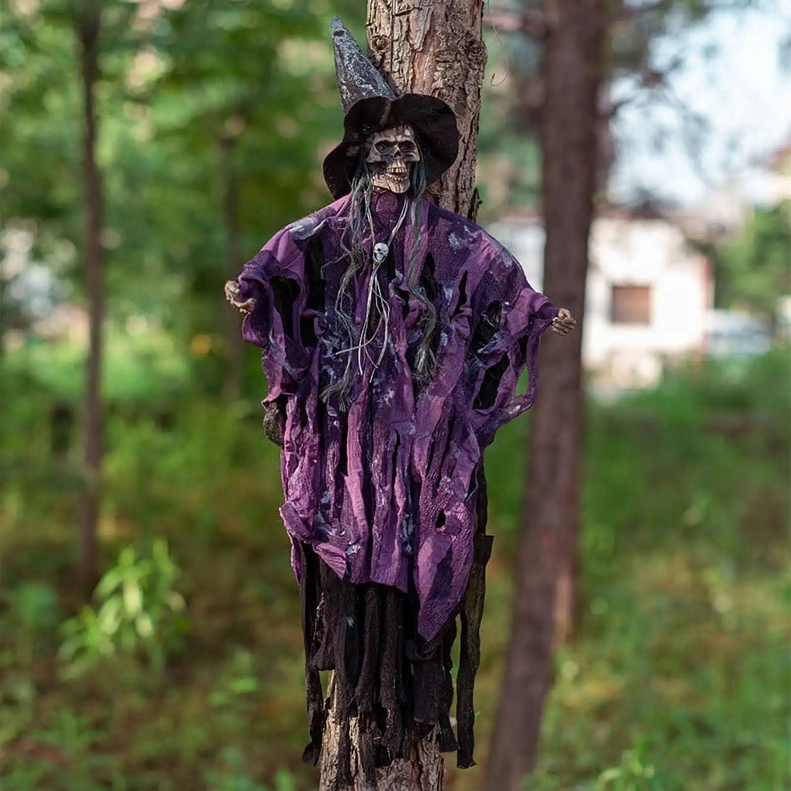 Sound Activated Hanging Ghost Prop with LED Lights - Animated Halloween Decor