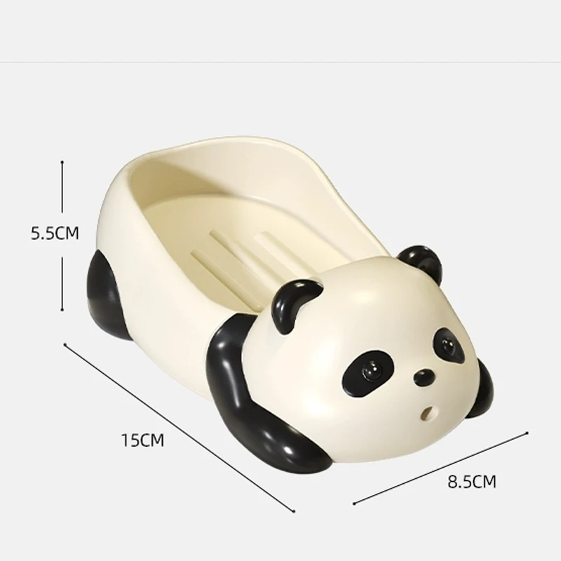 Resin Panda Shaped Soap Dish Storage Rack, Home Bathroom Supplies Creative Light Luxury High Beauty Cute Drain, No Punching, 1Pc