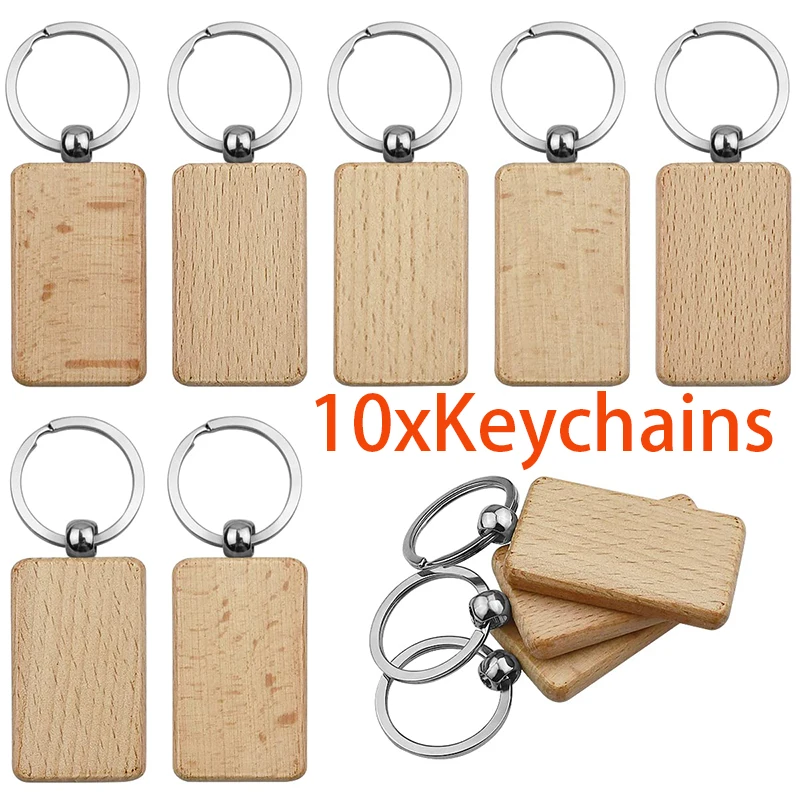 

10Pcs Wooden Keychain Blanks Unfinished Wood Keychain Blanksd Key Ring Key Tag Wood Blank Wooden Keychains Wood Key Chain