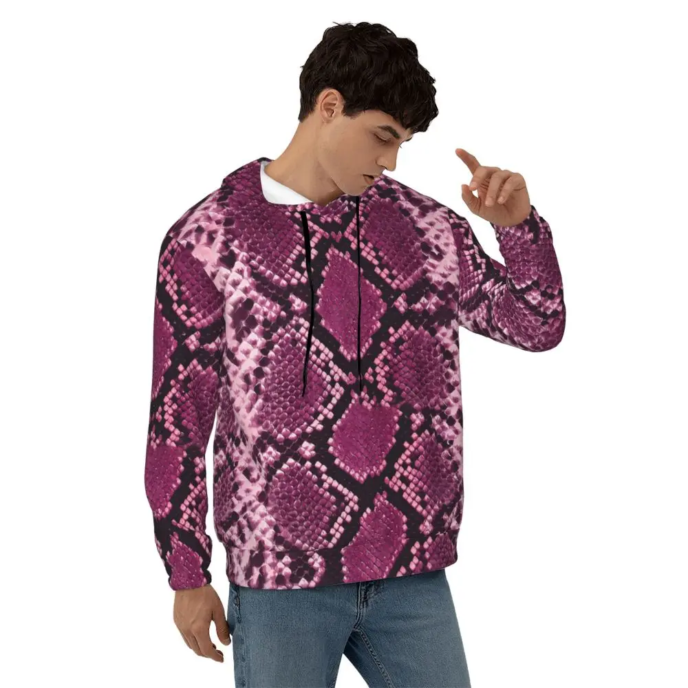 Description Picture 3 of itemFaux Snakeskin Casual Hoodies Vintage Print Cool Velvet Warm Sweatshirts Spring Long-Sleeve Outerwear Oversize Pullover Hoodie