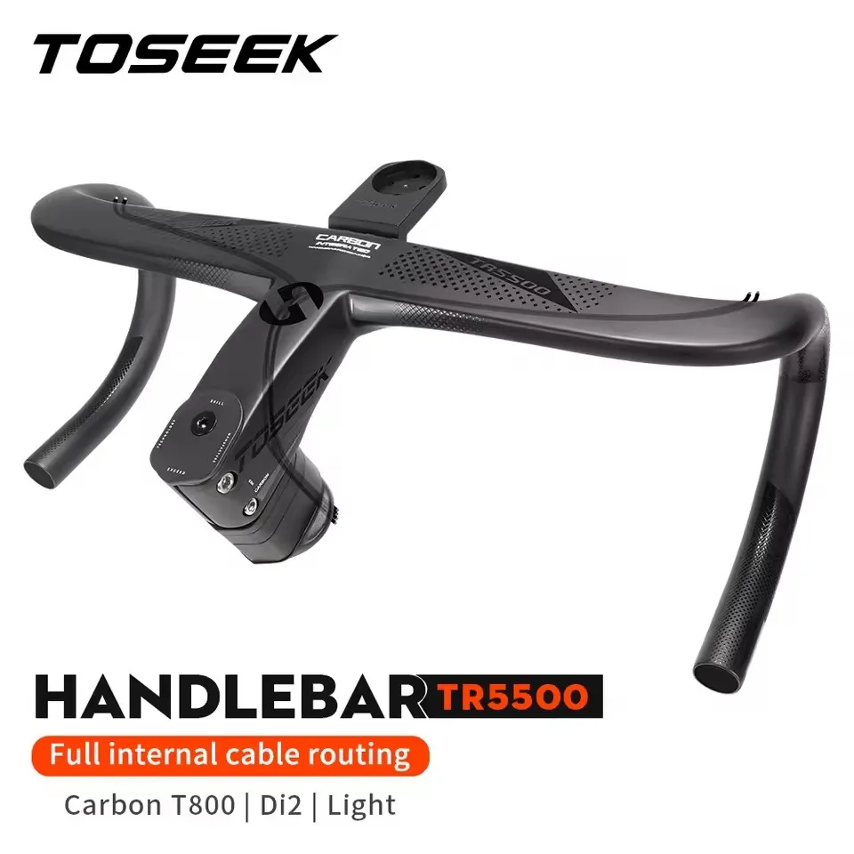 TOSEEK TR5500 Full Internal Cable Routing Road Bicycle Handlebar T800 Carbon Integrated Handlebar Di2 With Bike Computer Holder bicycle handlebar