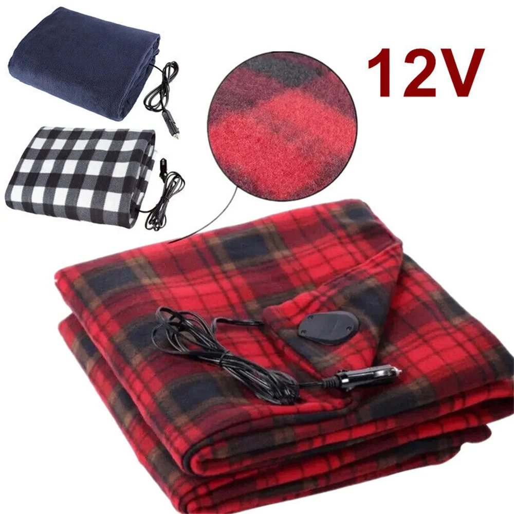 Electric Car Blanket 12 Volt Heated Fleece Travel Throw Constant Temperature Heating Blanket Portable Fleece Heating