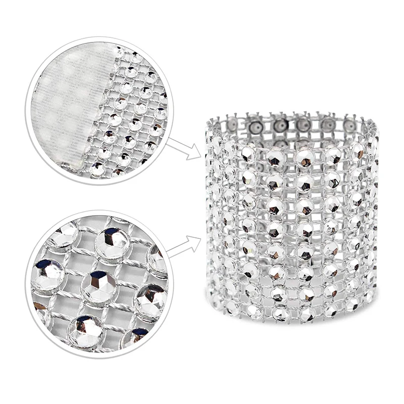 Rhinestone Napkin Rings Bling Decoration Wedding Dinner Elegant Gold Sliver Napkin Rings Holder Party Supplies 100/50pcs napkin ring