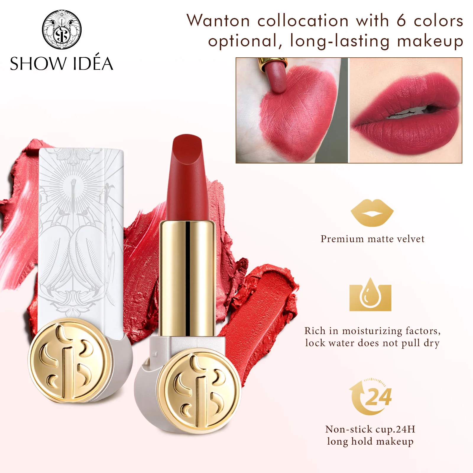 

SHOWIDEA lipstick Light Fog Lip Gloss Velvet Matte Surface, Moist And Smooth, Long-Lasting Color,3 Colors