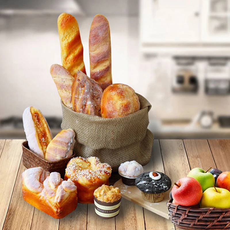 Artificial Fake Bread Ornaments French Baguette Cake Bakery Model Kitchen Home Decor Kid Toy Donuts Simulation Bread Photo Props kitchen food toys bread food model food photography props donut photography props food model