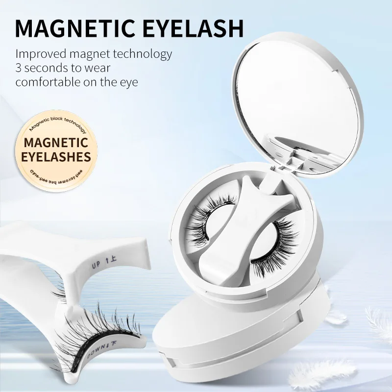 Portable magnetic false eyelashes applicater integrated storage box reusable glue free magnet fake eyelashes